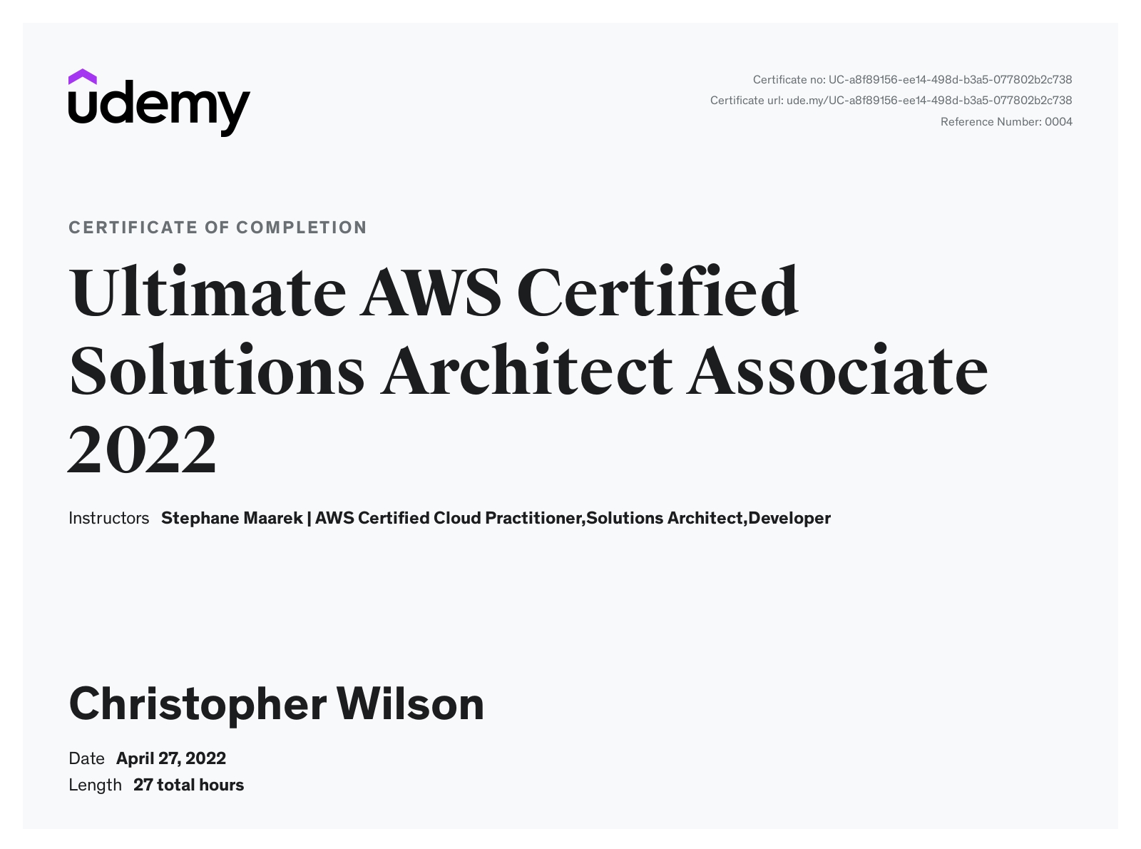 Udemy AWS Course